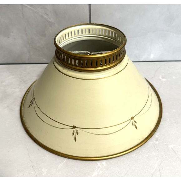 Vintage Toleware Metal Lamp Shade 10.5" Width 5.25" Tall - Picture 2 of 8